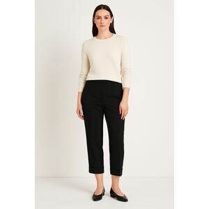 KORS MICHAEL KORS black wool cuffed crop trousers size 6 made in Italy